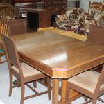 Antique table with fold leaf and 4 chairs 