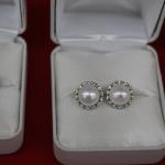 Silver Pearl CZ Earrings 