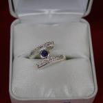 Silver CZ Sapphire Ring Size 7 