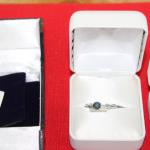 10k White Gold Blue Diamond(.052ct, 11 ) Diamond (0.15ct)Ring
 