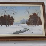 Winter scene framed oil 
