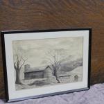 Barn Scene Water colour black and white by WH Colley