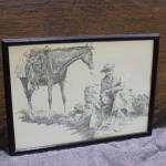Cowboy and Horse Pencil Sketch